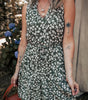 Green Boho Floral Print V Neck Tunic Sleeveless Dress Markonline