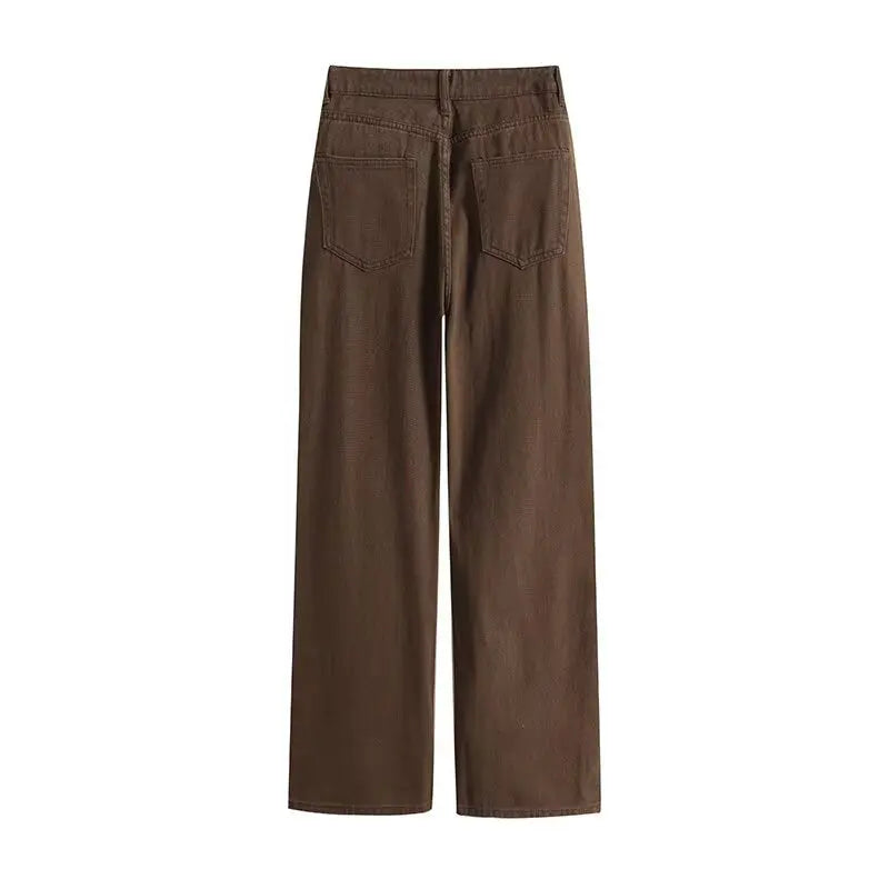 Casual and versatile solid color wide leg jeans for women