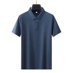 Men's Elastic Short Sleeve Polo Shirt with Snap Buttons Markonline