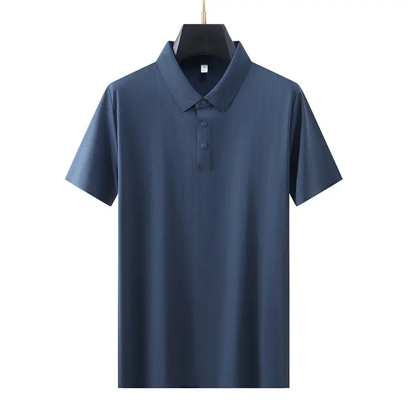 Men's Elastic Short Sleeve Polo Shirt with Snap Buttons Markonline