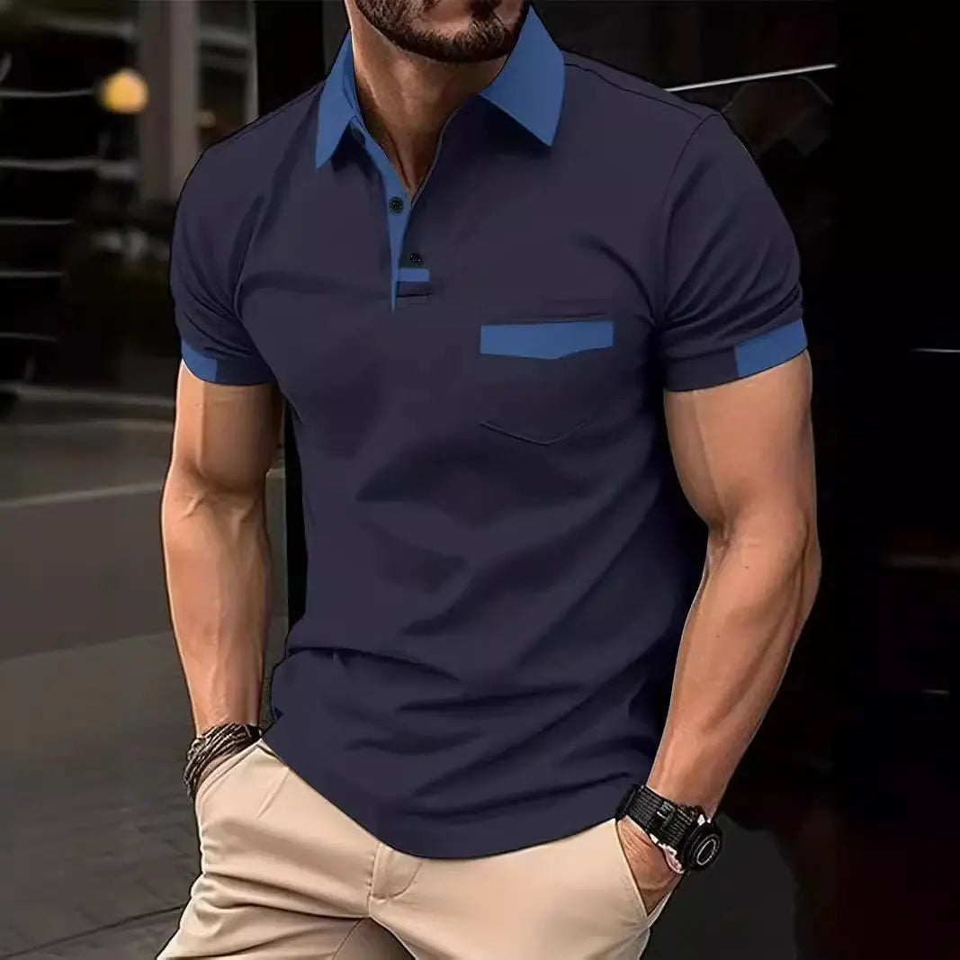 Blocked Pocket Polo Shirt Sports Polo Shirt
