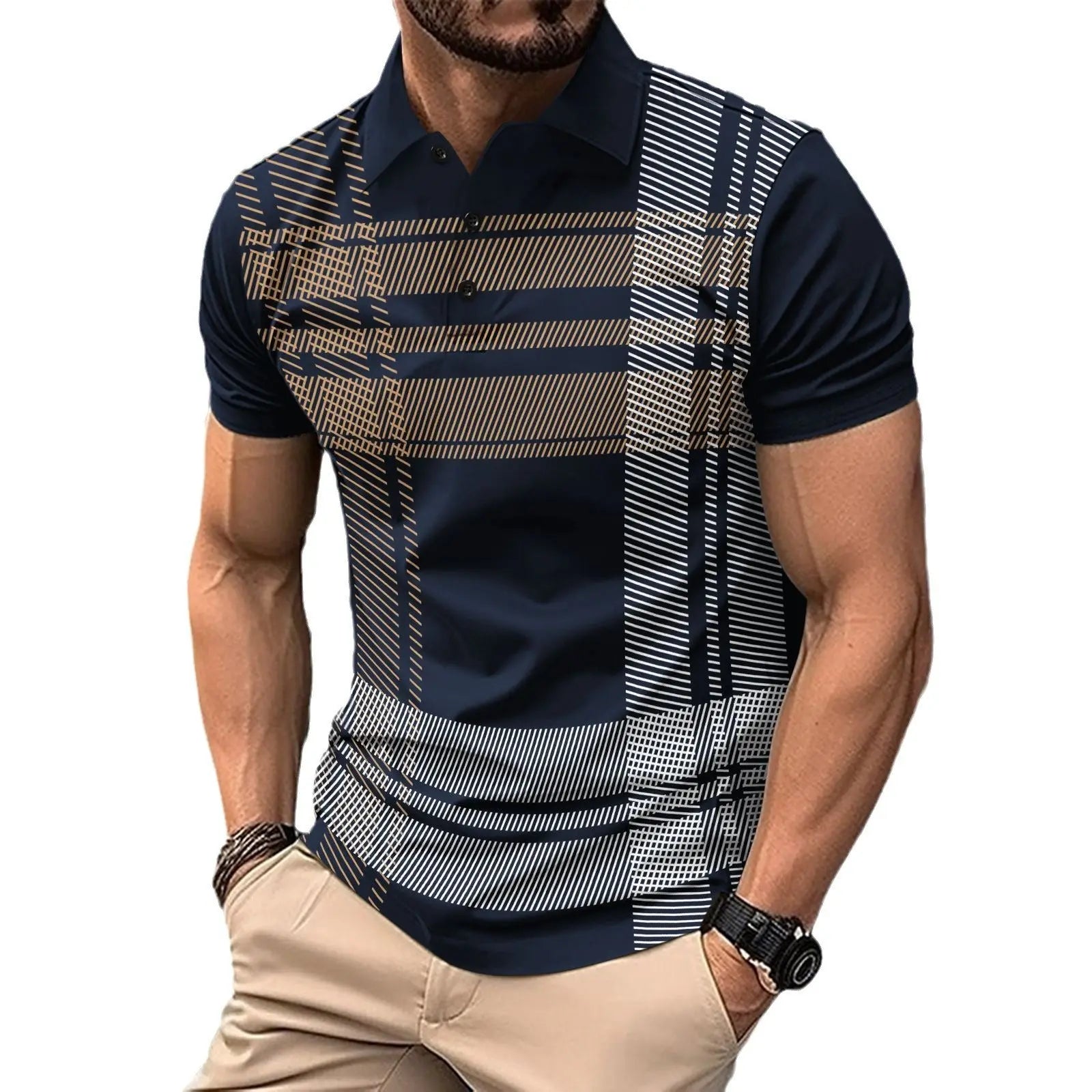 POLO printed striped men's sports polo shirt Markonline
