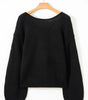 Black Bow Backless Bubble Sleeve Sweater Dear-Lover Dropshipping