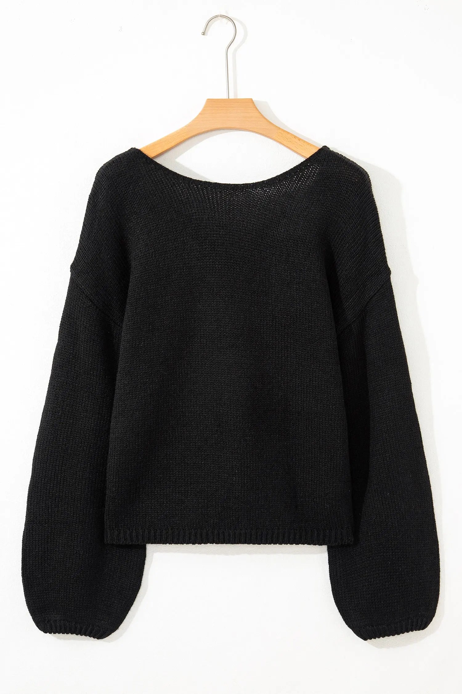 Black Bow Backless Bubble Sleeve Sweater Dear-Lover Dropshipping