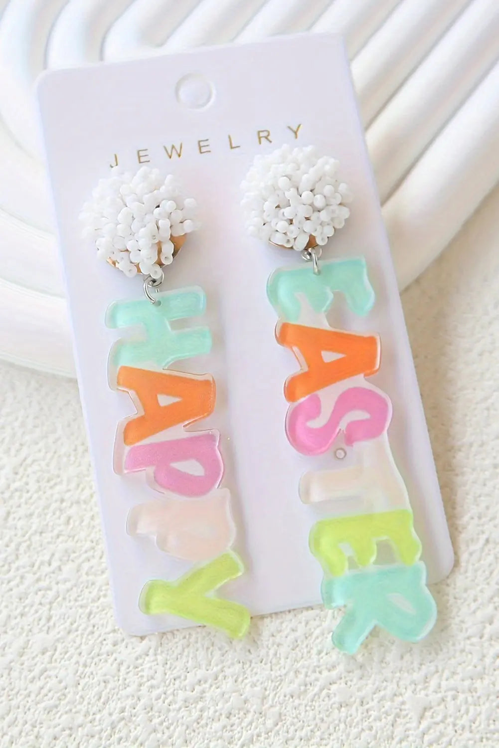 Pink Colorful HAPPY EASTER Drop Earrings Dear-Lover Dropshipping