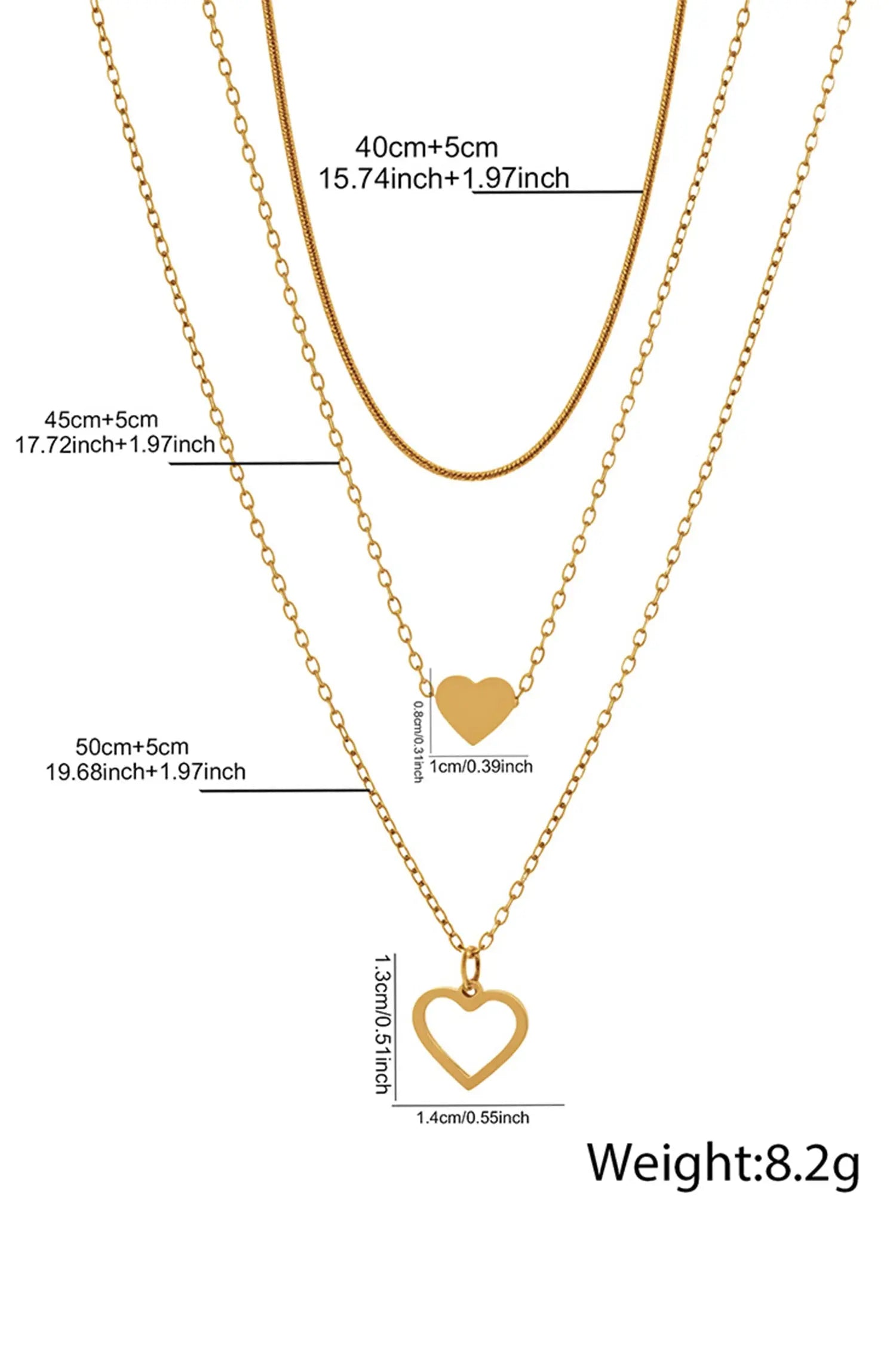 Gold Plated Triple Layered Heart Necklace Set Dear-Lover Dropshipping