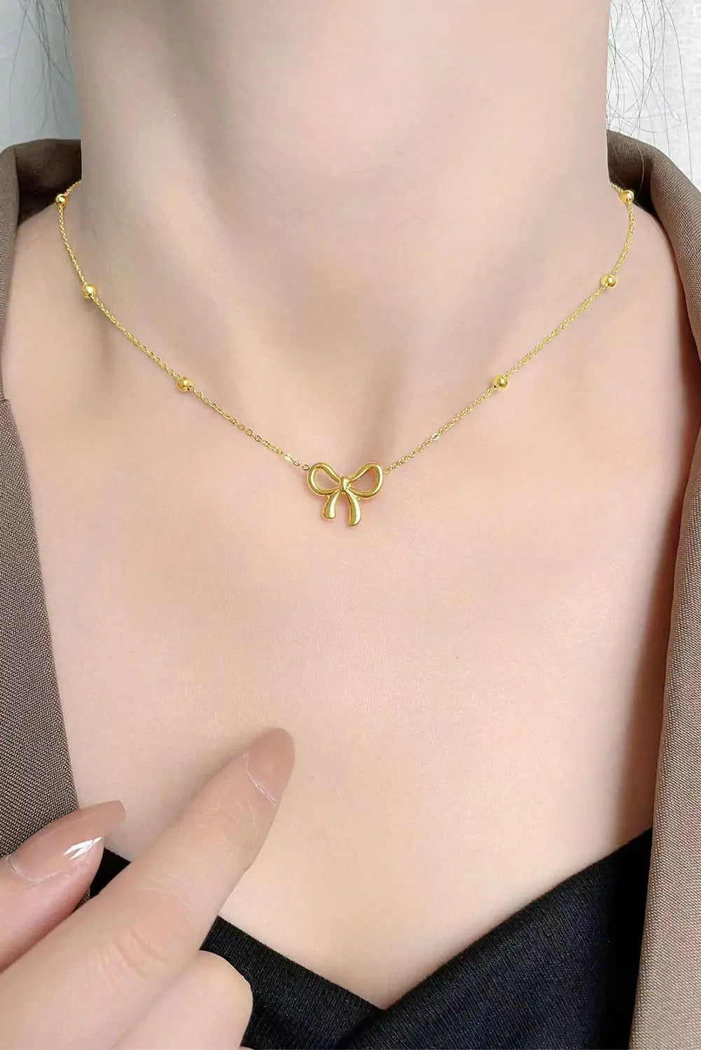 Gold Bowknot Pendant Plated Choker Necklace Dear-Lover Dropshipping