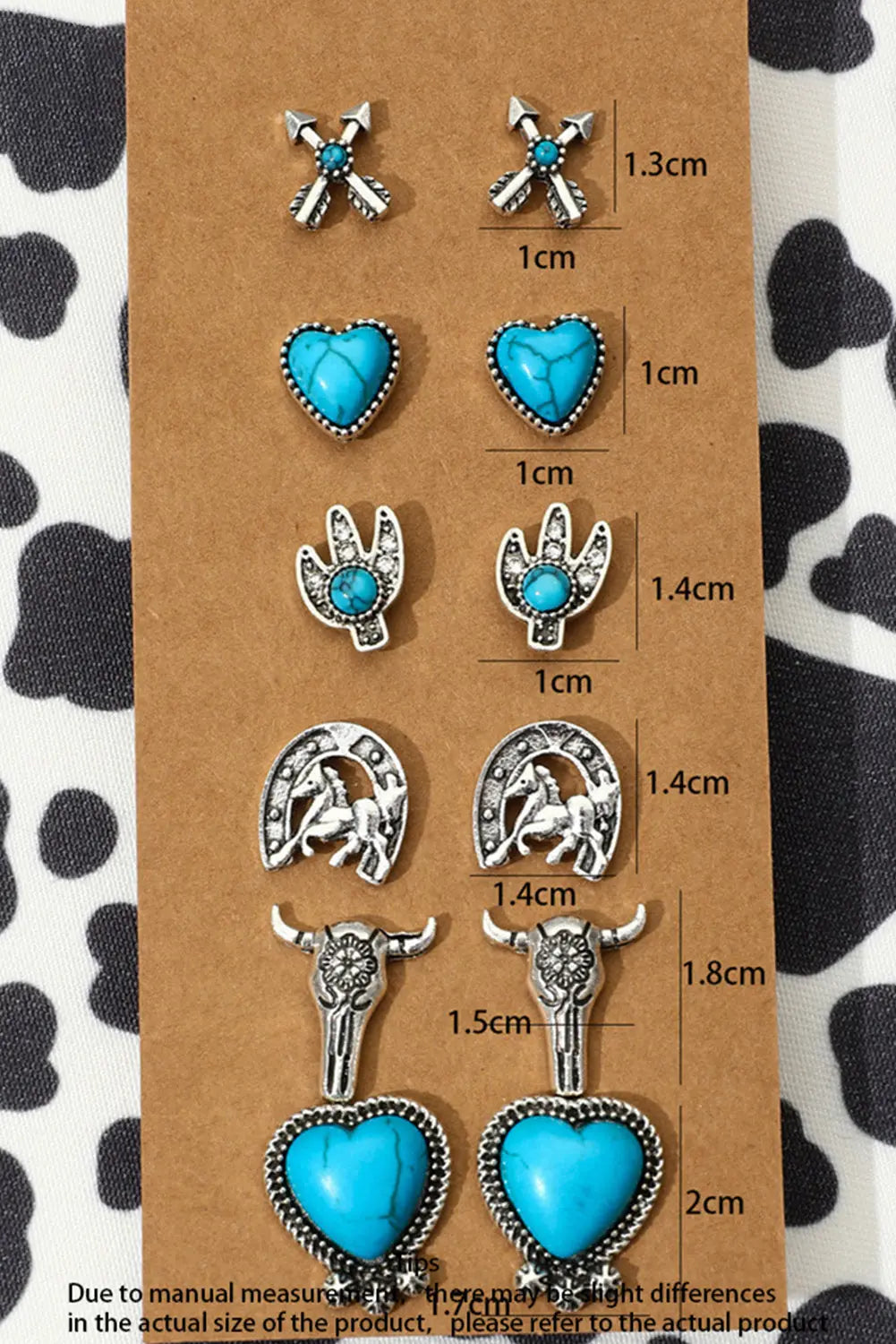 Silvery 6 Pairs Western Turquoise Alloy Stud Earrings Dear-Lover Dropshipping