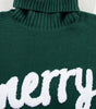 Blackish Green Merry Letter Embroidered High Neck Sweater Dear-Lover Dropshipping