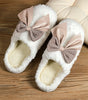 White Contrast Bowknot Applique Plush Winter Slippers (Colors May Differ by Batch) Markonline