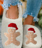 White Christmas Gingerbread Man Plush Home Slippers Dear-Lover Dropshipping
