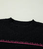 Black Colorful Striped Ribbed Trim Sweater Dear-Lover Dropshipping