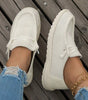 White Solid Ribbed Criss Cross Slip On Casual Shoes Markonline