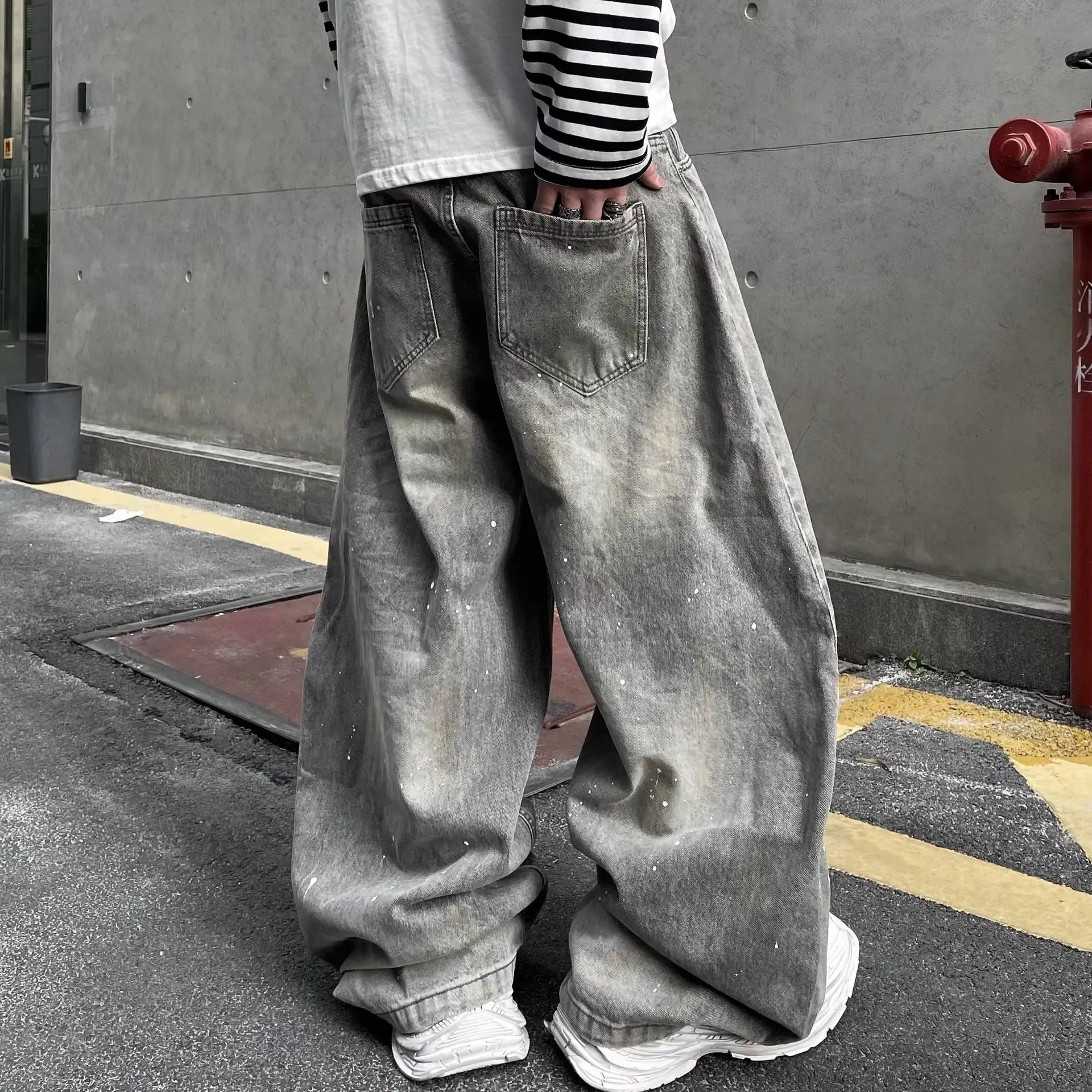 Splashing ink to wash jeans for men and women in spring Markonline