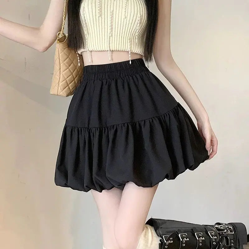 Elastic Waist Bubble Skirt Women Sweet  Slimming A-line Short Skirt Markonline