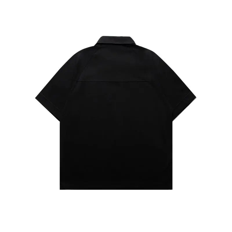 Label washed loose fitting raglan polo shirt Markonline