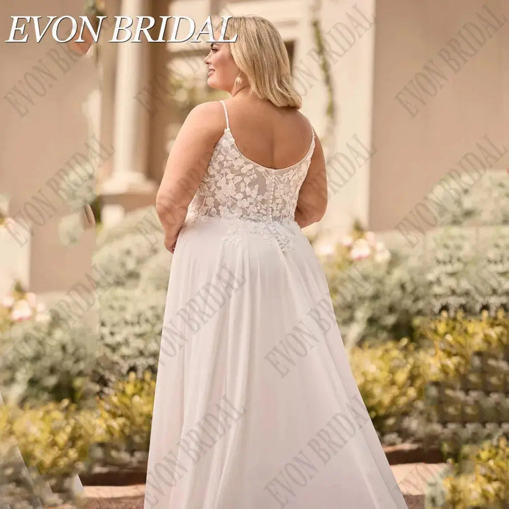 EVON BRIDAL Customized Elegant Plus Size Wedding Dress Chiffon A Line Appliuqe Sleeveless Bride Gowns Women Wedding Gown 2025