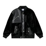 Fur jacket leather splicing motorcycle jacket for men eprolo
