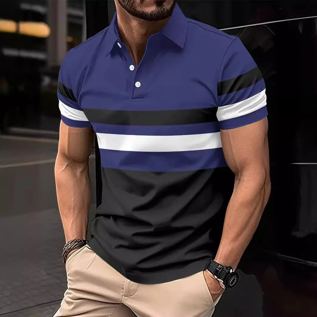 Polo striped men's sports polo shirt top Markonline