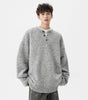 Heavyweight Henley Neck Sweater for Men, Autumn Winter New Thick Wool Knitwear, Loose Warm Pullover Knit Sweater Markonline