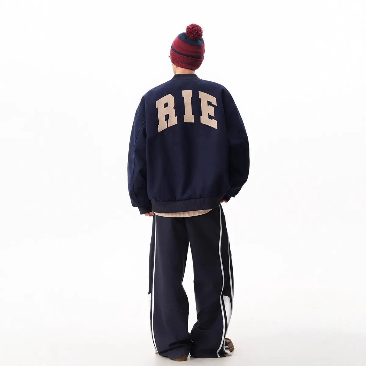 Casual Letter Embroidery Design Jacket for Men and Women, Loose Fit Couple Baseball Style Open Front Coat Markonline