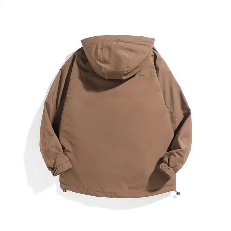 Outdoor Hooded Tactical Jacket for Men Loose Fit Functional Pockets Windbreaker Coat