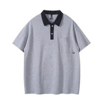 Pocket decoration contrasting collar polo shirt men's short sleeved shirt Markonline