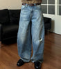 Dad Hole Loose Tapered Wide Leg Jeans for Men and Women Markonline