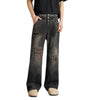 Vintage niche ripped straight leg washed denim jeans for men and women Markonline