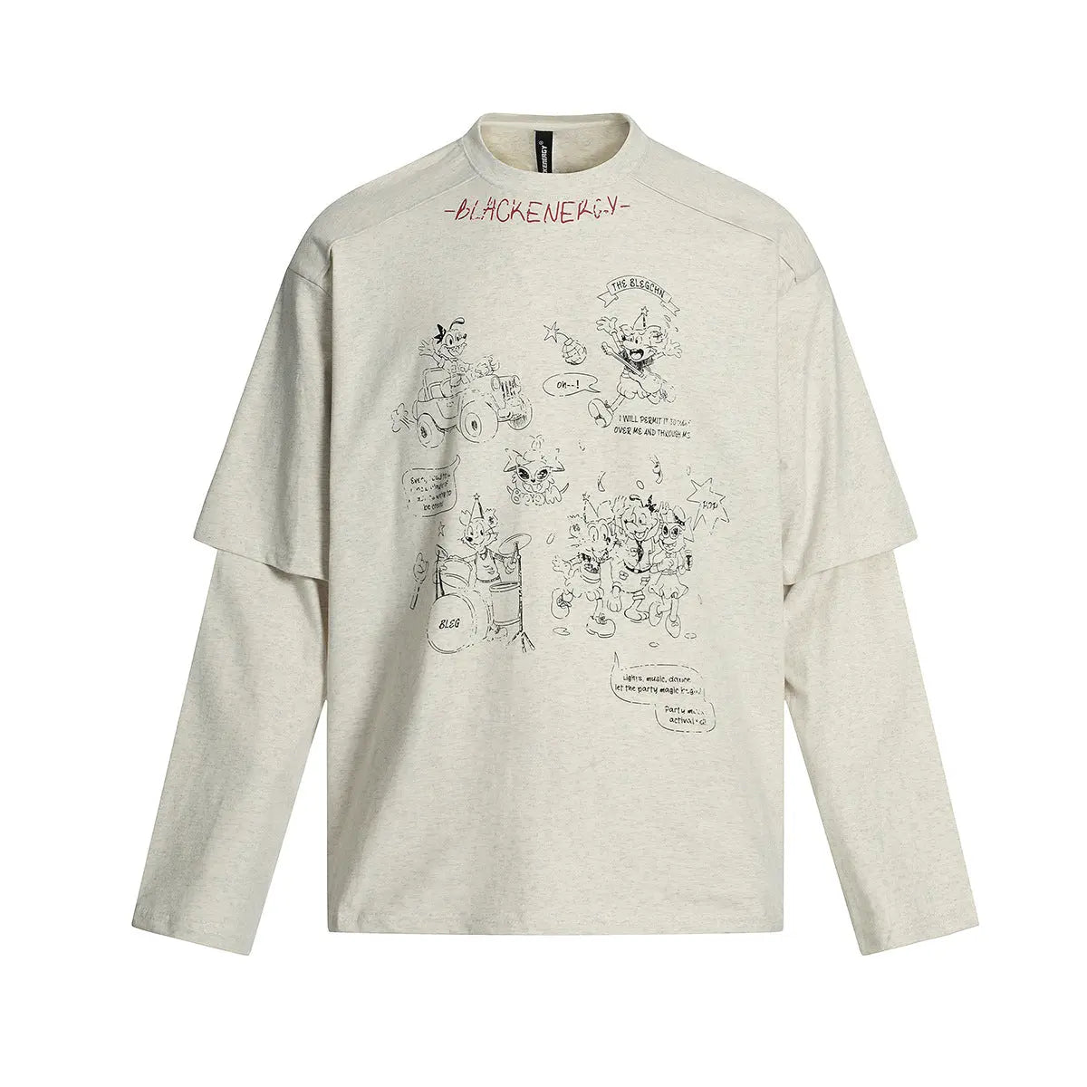 Two washed fake T-shirts with long sleeves for men