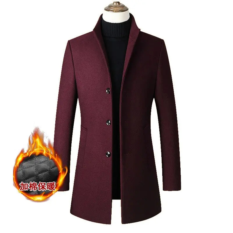 New Brand Autumn Winter 30% Wool Men Thick Coats Stand Collar Male Fashion Wool Blend Jackets Outerwear Smart Casual Trench Markonline