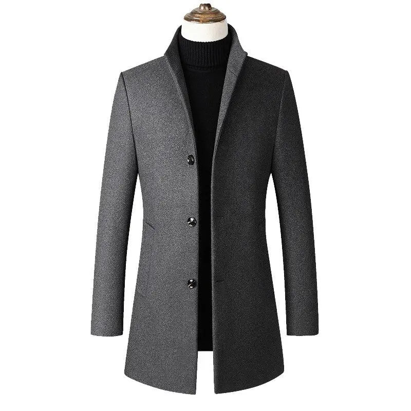 New Brand Autumn Winter 30% Wool Men Thick Coats Stand Collar Male Fashion Wool Blend Jackets Outerwear Smart Casual Trench Markonline