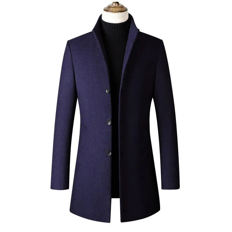 New Brand Autumn Winter 30% Wool Men Thick Coats Stand Collar Male Fashion Wool Blend Jackets Outerwear Smart Casual Trench Markonline