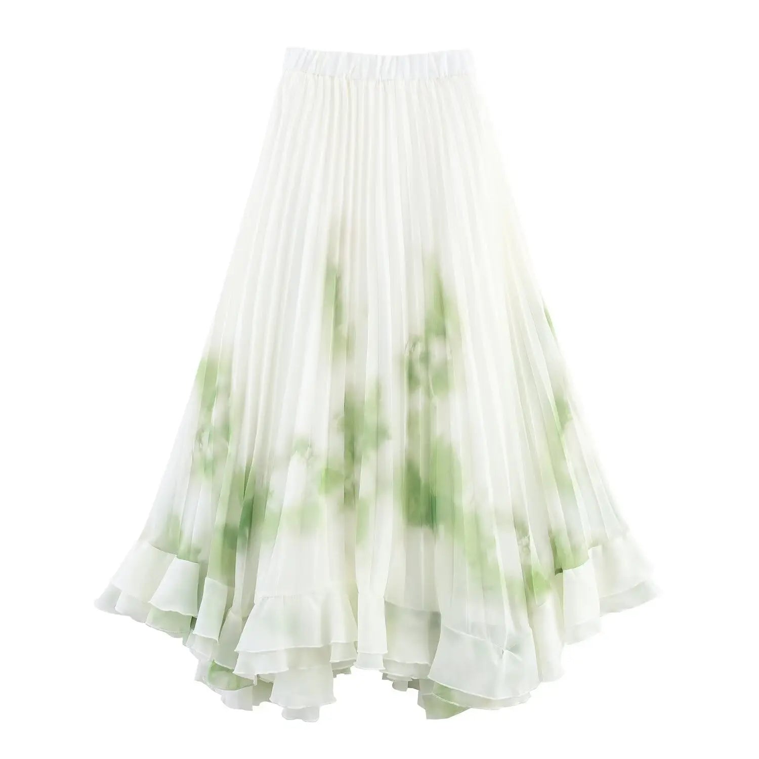 High waist slimming A-line half skirt pleated long skirt for women