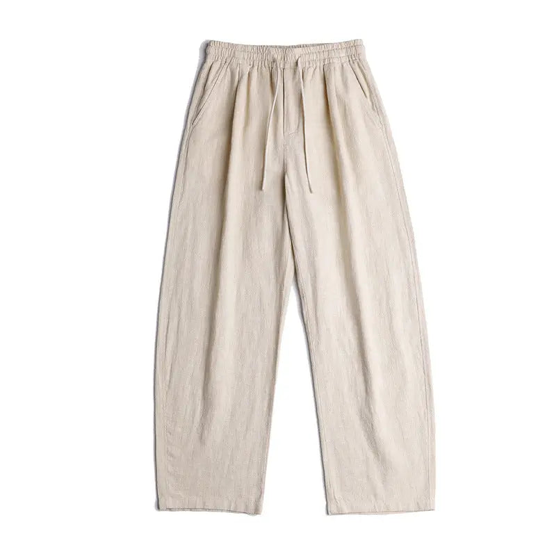 Loose and minimalist cotton and linen casual pants for men straight leg pants Markonline