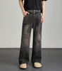 Vintage niche ripped straight leg washed denim jeans for men and women Markonline