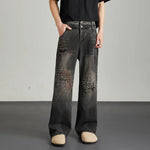 Vintage niche ripped straight leg washed denim jeans for men and women Markonline