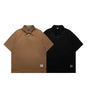 Label washed loose fitting raglan polo shirt Markonline