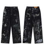 Graffiti washed denim jeans for men and women Markonline