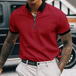 Solid color POLO zipper men's polo shirt T-shirt Markonline