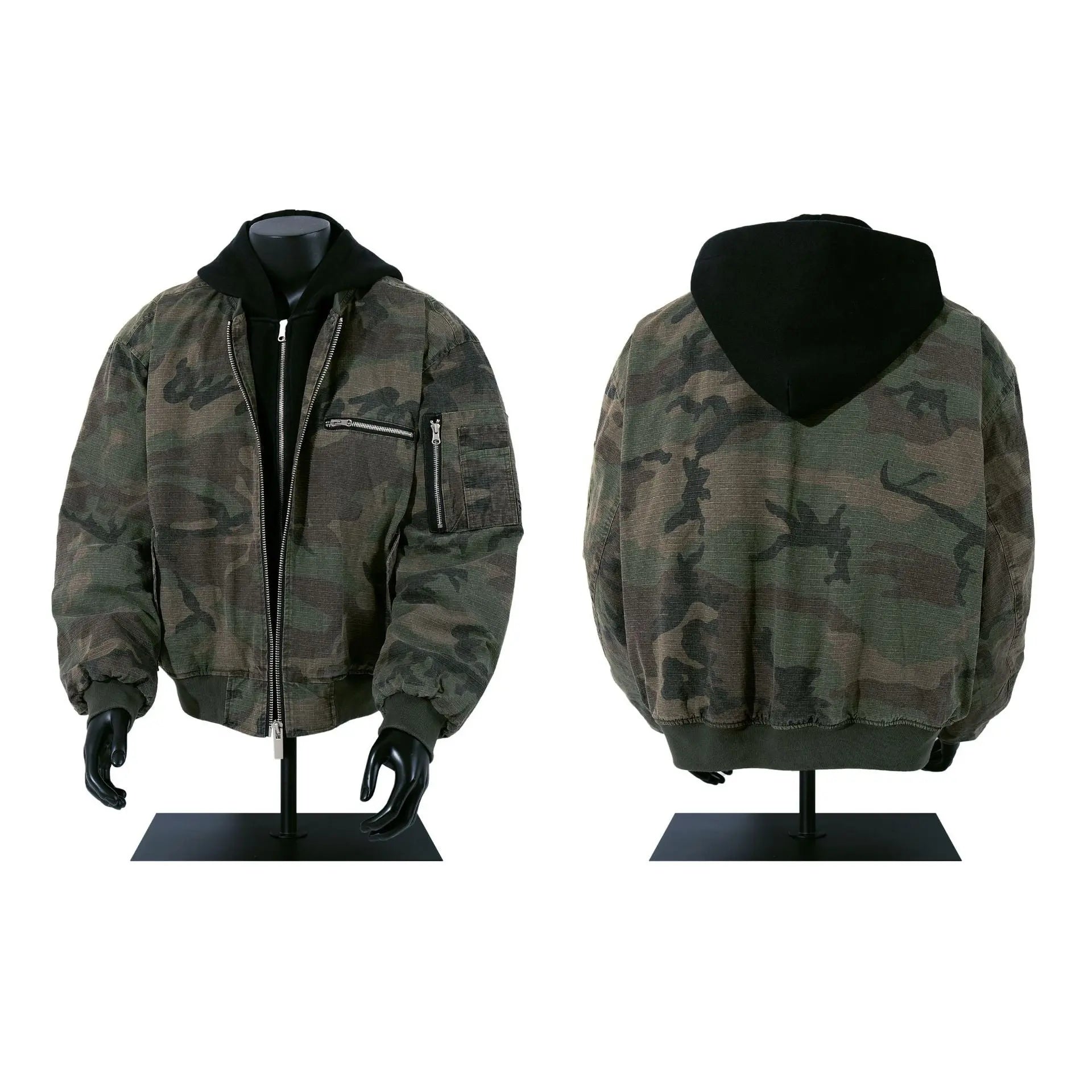 Street Camouflage Faux Two-Piece Hooded Thickened Cotton Coat for Men Winter Loose Casual Design Fashion Brand Jacket Markonline