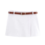 Belt Design Printed Poplin Half Skirt Long Skirt for Women Markonline