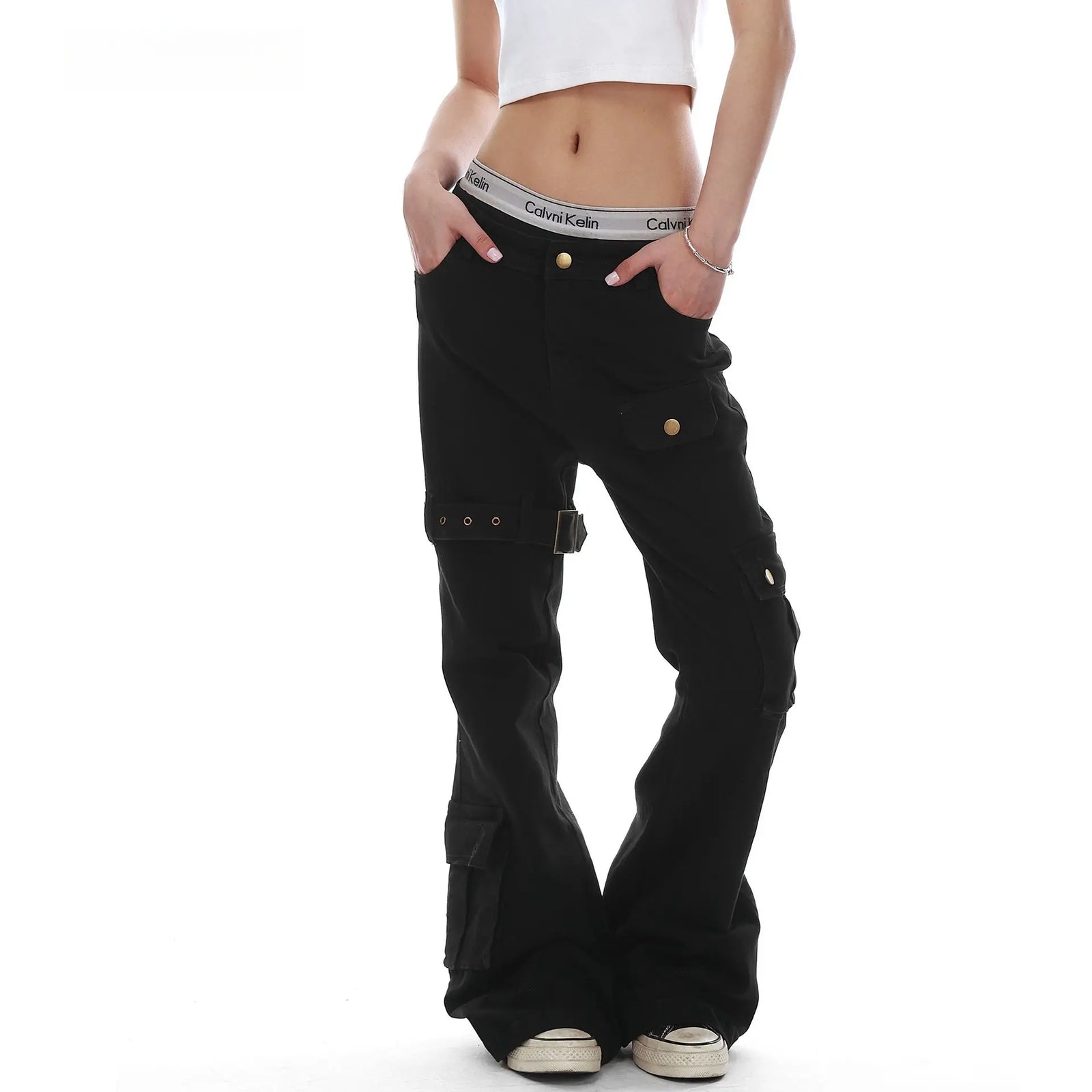 Multi pocket strap workwear jeans for men