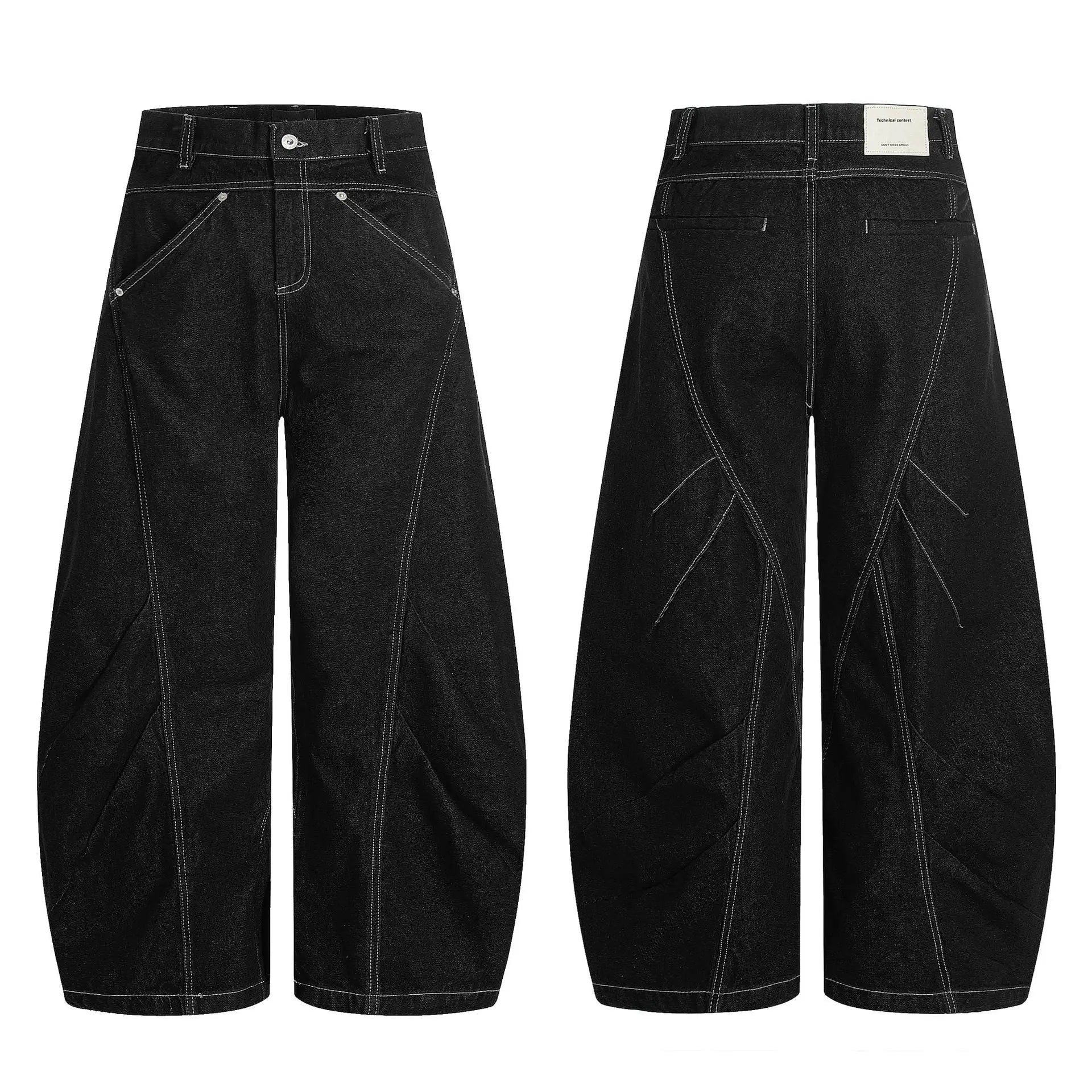 Jeans for Men and Women with Topstitching Design Slim Fit Trendy Loose Casual Wide Leg Long Pants Markonline