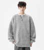 Heavyweight Henley Neck Sweater for Men, Autumn Winter New Thick Wool Knitwear, Loose Warm Pullover Knit Sweater Markonline