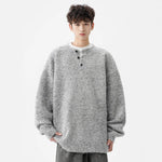 Heavyweight Henley Neck Sweater for Men, Autumn Winter New Thick Wool Knitwear, Loose Warm Pullover Knit Sweater Markonline