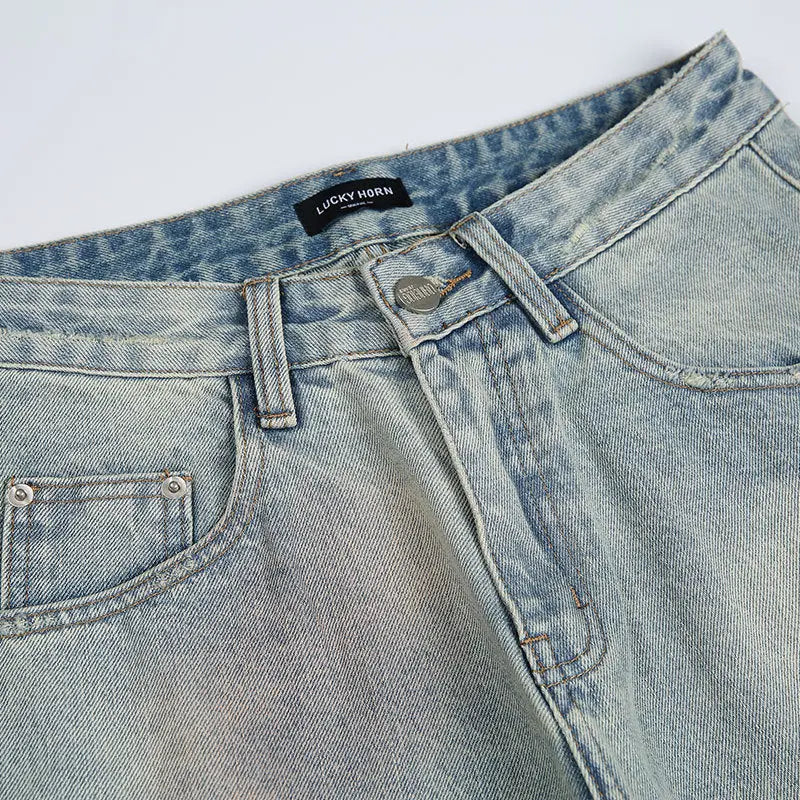 Washed retro casual jeans for men and women
