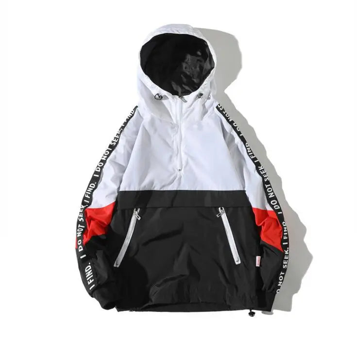 Hooded Jackets Men Block Pullover Jacket Fashion Tracksuit Coat Men Hip Hop Streetwear Jacket Men Markonline