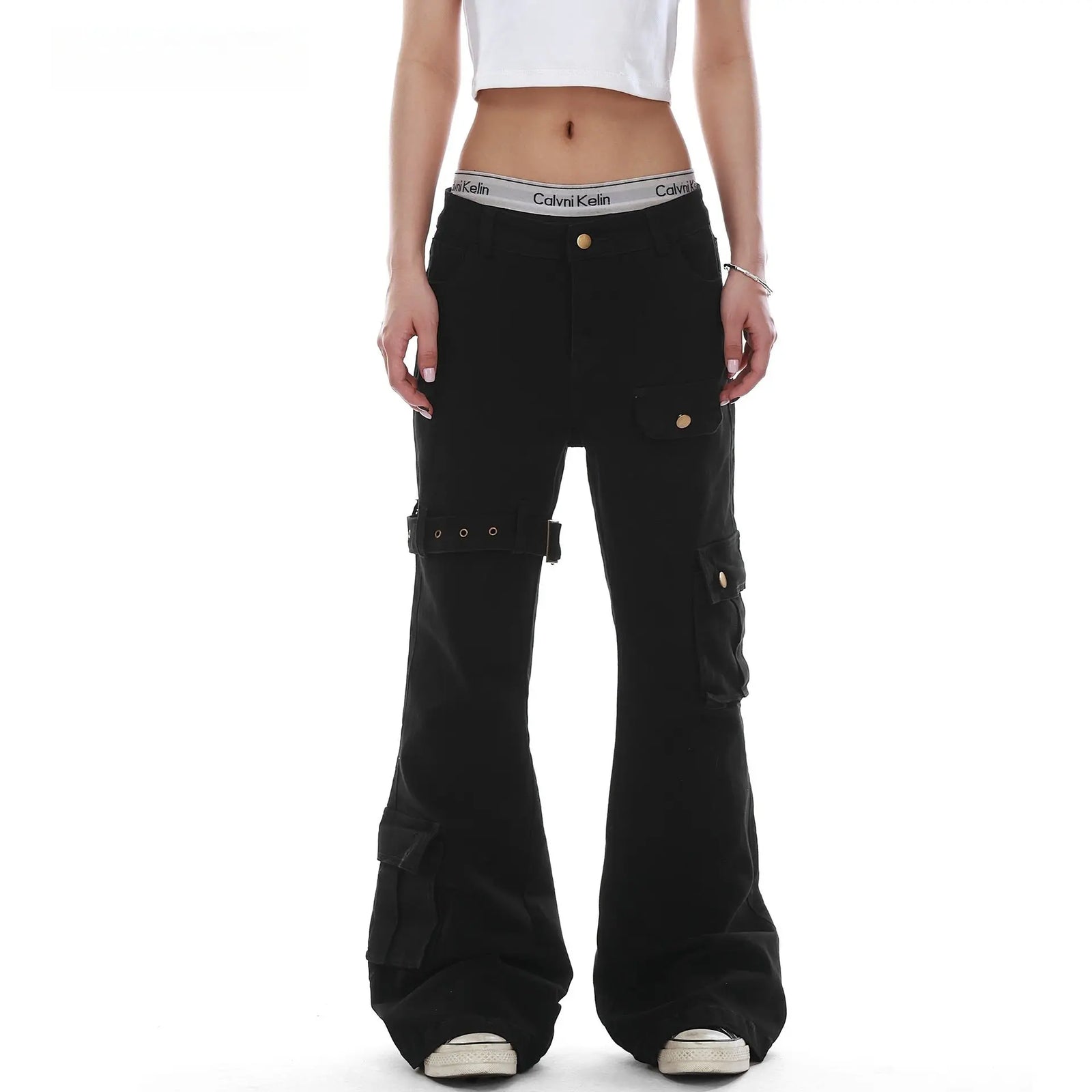 Multi pocket strap workwear jeans for men