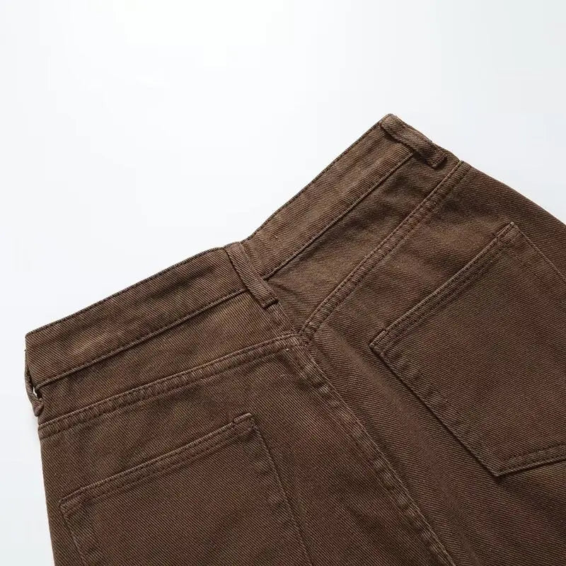 Casual and versatile solid color wide leg jeans for women Markonline